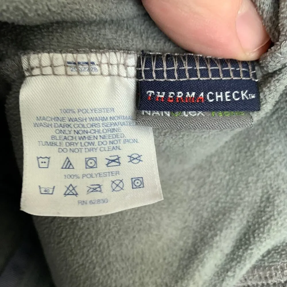 Lands' End Jacket Mens XL Gray Full Zip Fleece ThermaCheck Nanotex (46-48) Light